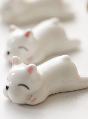 可爱白色陶瓷小狗旺旺厨房酒店民宿筷子架托卡通创意餐具收纳摆件