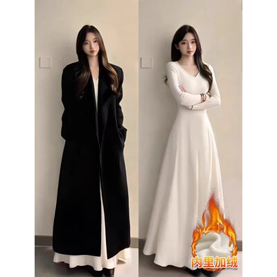 白色连衣裙长款女秋冬季