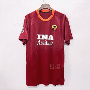00-01罗马主场球衣托蒂巴蒂斯图塔队服复古球迷版足球服套装定制