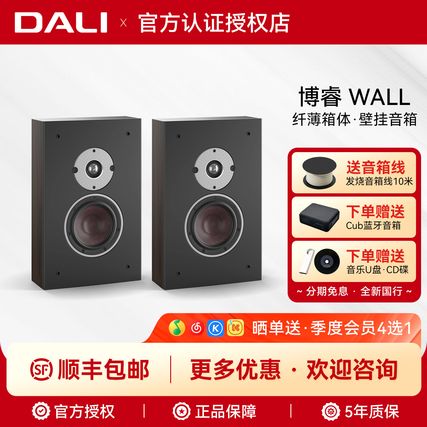 达尼WALL高保真无源纤薄壁挂音箱