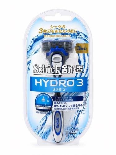 舒适水次元3三层剃须刀Schick Hydro3 手动刮胡刀1刀架1刀头