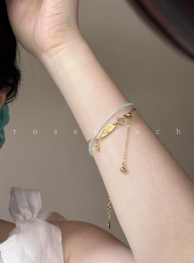 rosepeach「浅春系列」原创小众法式少女幸运钛钢可调节金属手链