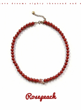 rosepeach「Rouge系列」原创小众法式少女天然南红玛瑙项链锁骨链