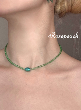 rosepeach「春日来信」原创小众法式复古少女绿色串珠锁骨链项链