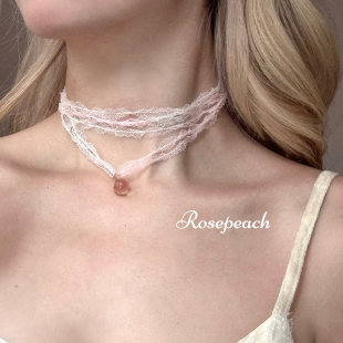 少女蕾丝网纱仙女叠戴项链 rosepeach「Elsa」原创小众欧若拉法式