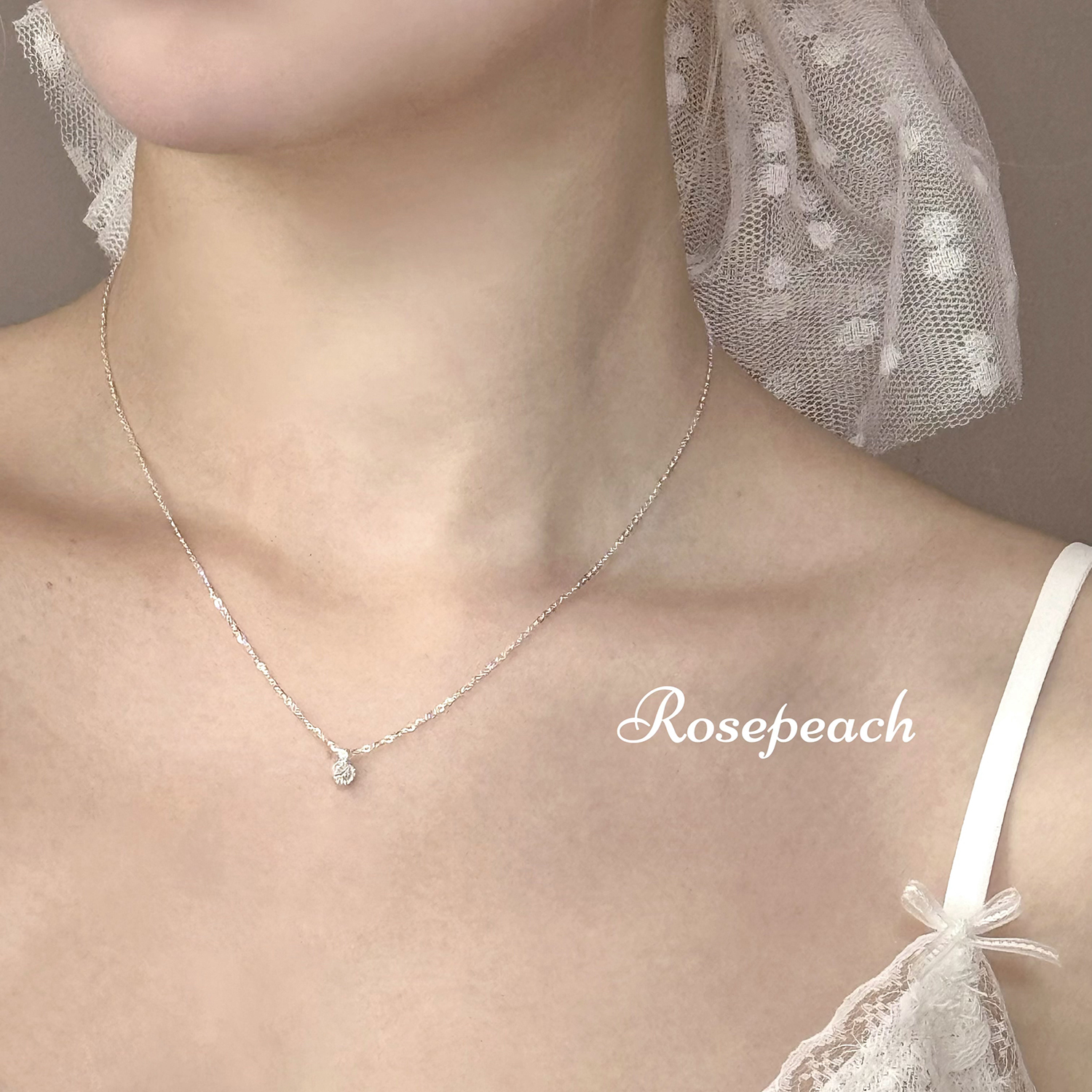 rosepeach「随便」小众少女极简清冷风微闪锆石925银项链可洗澡