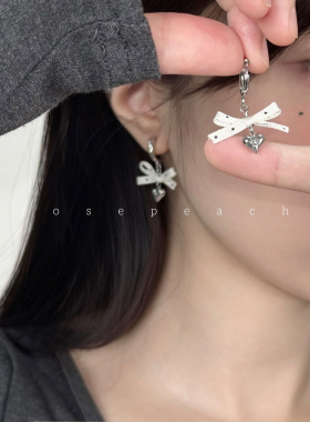 rosepeach「波点系列」原创蝴蝶结爱心耳饰316钛钢锆石耳扣耳夹女
