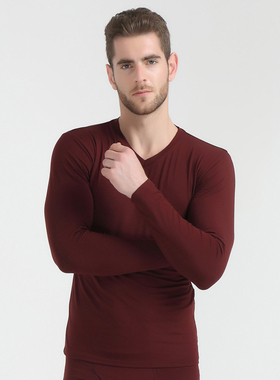 雪竹内衣新品棉莫代尔V领纯色修身秋衣秋裤薄款男士保暖套装17211