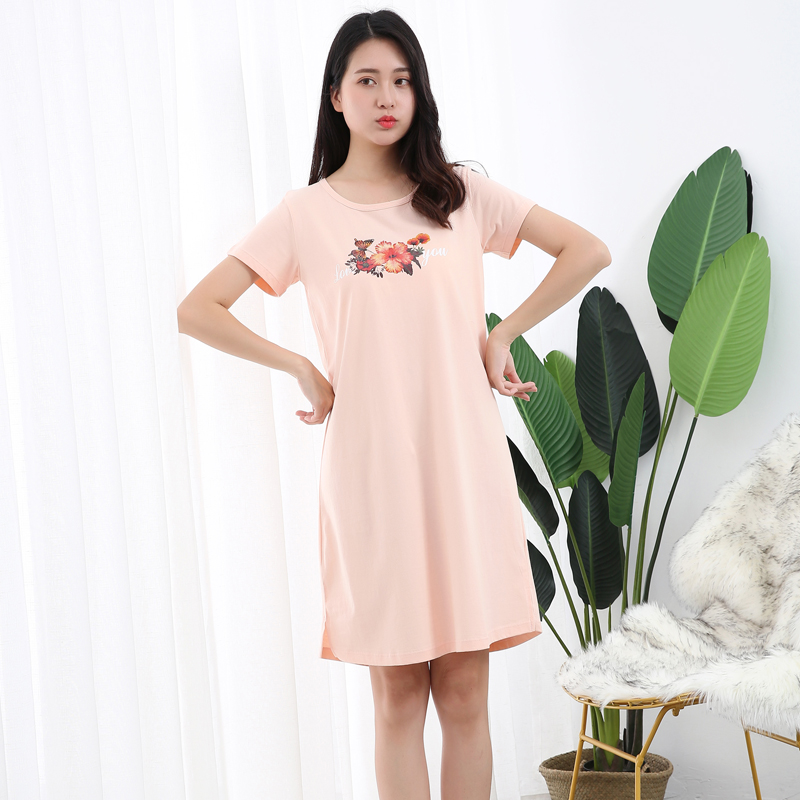 圆领全棉短袖睡裙家居服春夏新品