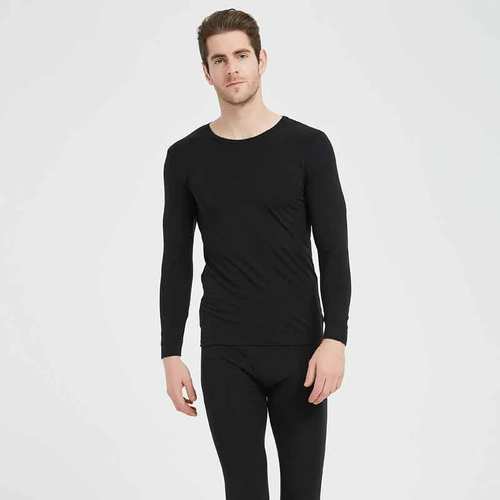 莫代尔内衣雪竹圆领纯色修身