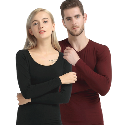 莫代尔内衣雪竹V领纯色修身