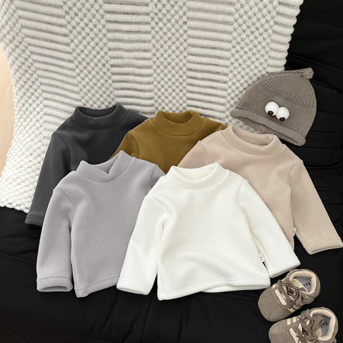 宝宝冬装加绒打底衫2025冬季儿童保暖卫衣冬装婴儿长袖T上衣内搭