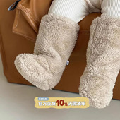 外出加绒袜套 棉鞋 婴儿脚套冬季 宝宝袜子加厚保暖婴幼儿护脚套冬装