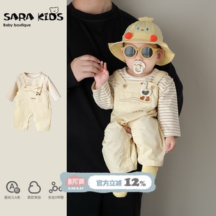 衣服可爱超萌春季 男宝宝春装 背带裤 连体裤 婴儿套装 男宝童装 春秋款