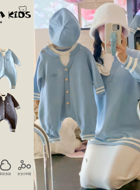 一家三口亲子装秋冬小月龄宝宝衣服sarakids高级独特全家福母女装
