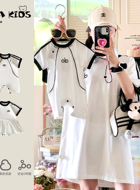 sarakids一家三口亲子装夏季2025新款母女装外出服宝宝短袖衣服韩