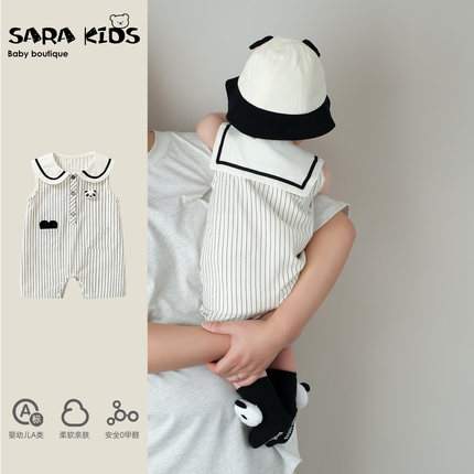 夏日婴幼儿衣服薄款宝宝连体衣夏季幼儿可爱无袖背心爬服洋气哈衣