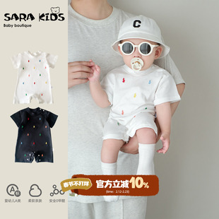 男宝宝短袖连体衣夏季薄款婴幼儿衣服夏装婴童哈衣爬服夏天外出服