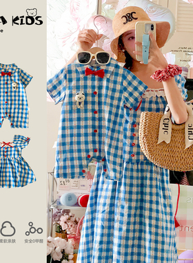 洋气母女亲子装2025新款sarakids一家三口夏季薄款小月龄衣服夏天