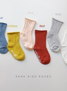 sarakids2025春夏新款儿童糖果色短袜男女宝宝纯棉袜子婴儿短袜