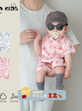 婴儿衣服夏季男宝宝短袖连体衣小月龄婴幼儿a类可爱夏日薄款爬服