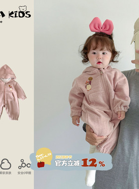 女宝宝连体衣春装婴儿衣服洋气小月龄爬服幼儿早春外出服春秋外套