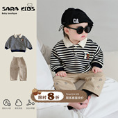 春季 宝宝衣服韩系上衣裤 子两件套春装 婴儿分体套装 婴幼儿外出童装