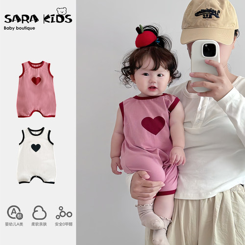 女宝宝衣服夏季可爱婴儿背心爬服夏装超萌公主连体衣幼儿外出哈衣