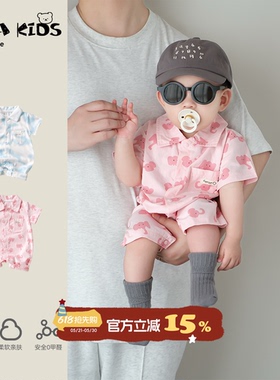 婴儿衣服夏季男宝宝短袖连体衣小月龄婴幼儿a类可爱夏日薄款爬服