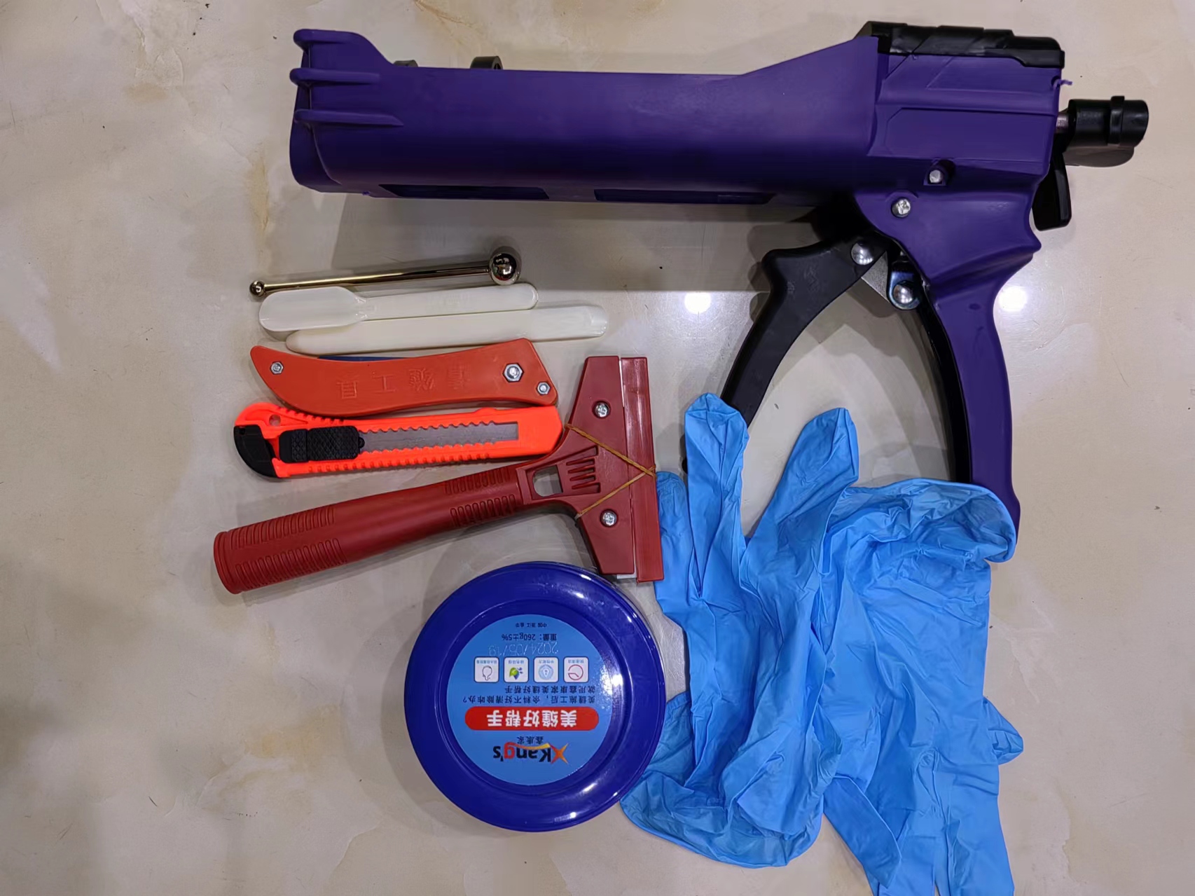 美缝剂施工工具全套瓷砖地砖专用清缝神器勾缝专业胶枪铲刀套装包