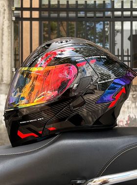 Orz摩托车头盔男女揭面盔双镜3C认证机车夏季个性电动车全盔蓝牙