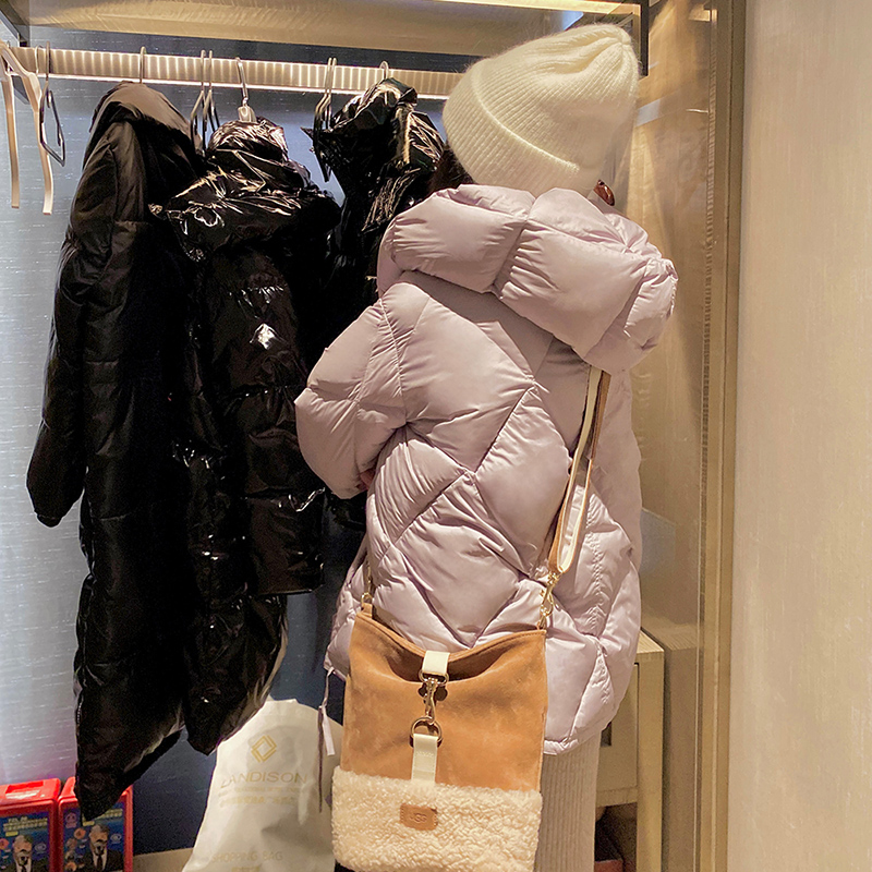 LULU菱格面包服连帽小个子羽绒服