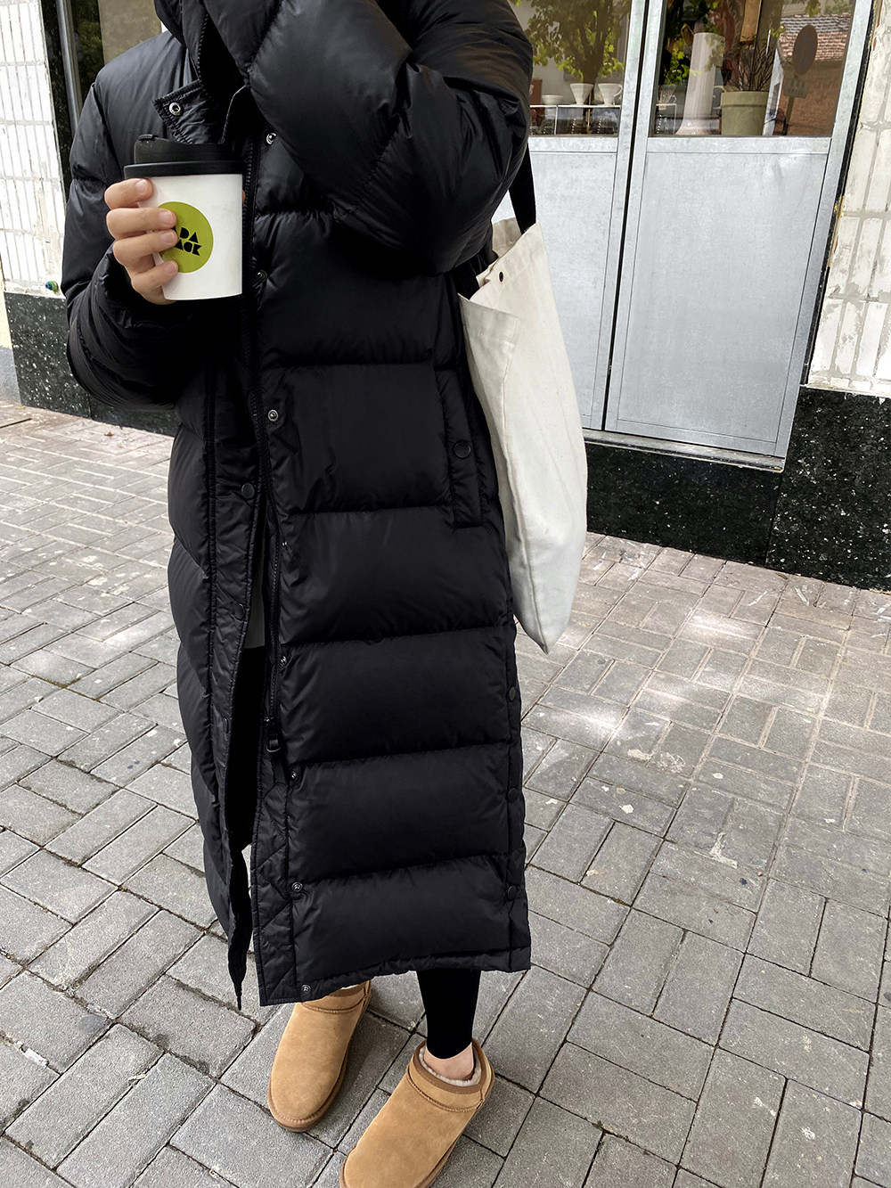 通勤长款连帽基础款鹅绒服