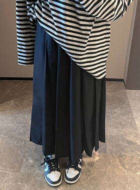 LULUZHANG 23S/S 经典百搭山本风暗黑系含羊毛松紧腰宽松百褶裙女