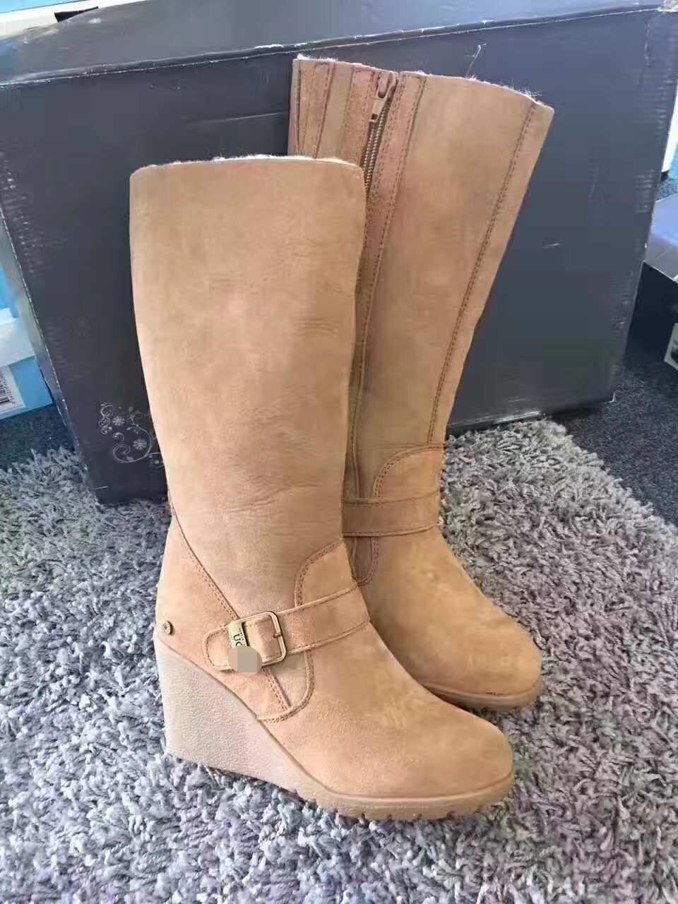 ozwear澳洲坡跟羊毛拉链雪地靴