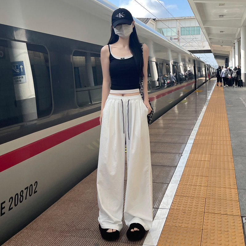 白色奶芙阔腿裤女夏薄款2026新款垂坠感休闲冰丝防晒亚麻山本裤子,女装/女士精品,休闲裤,淘宝优惠券,粉丝福利购,淘宝优惠卷