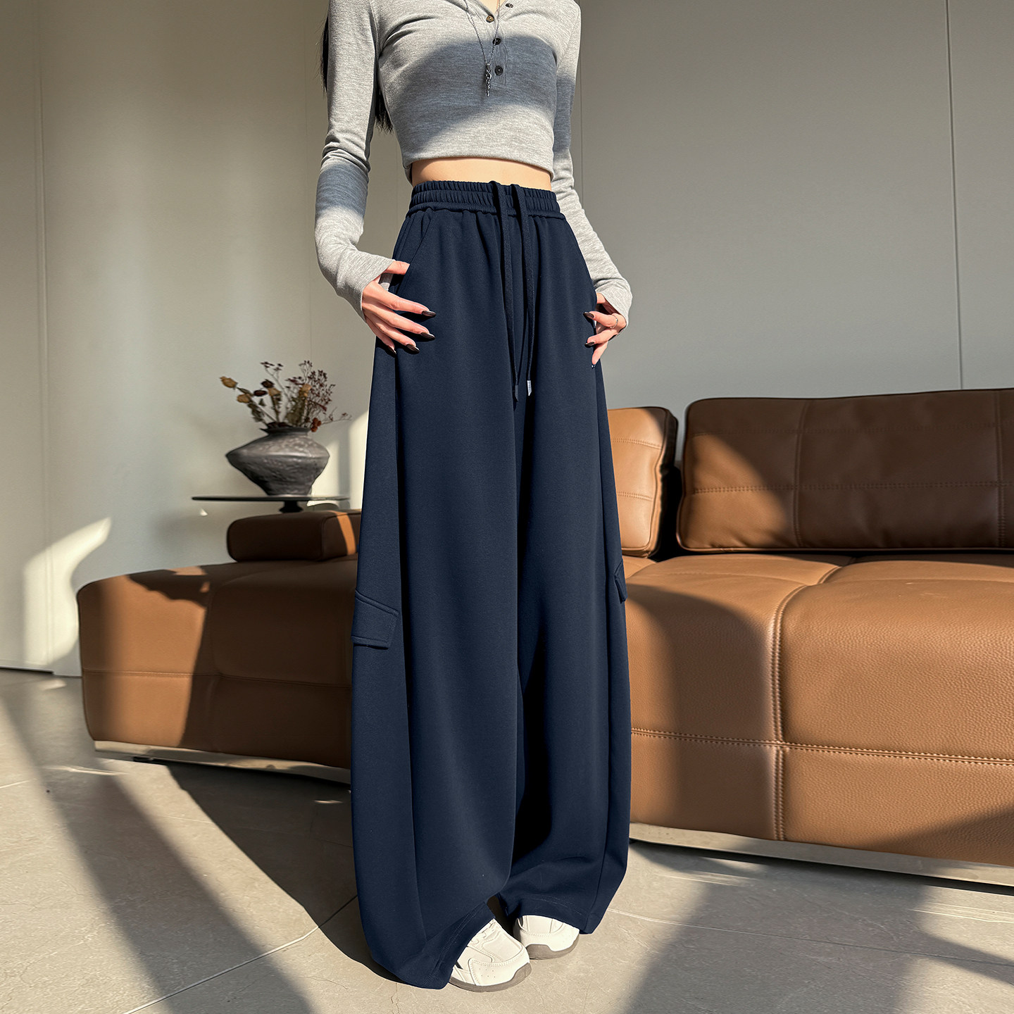 弯刀休闲裤女2026早春新款高腰垂感工装裤子美式慵懒登山运动卫裤,女装/女士精品,休闲裤,淘宝优惠券,粉丝福利购,淘宝优惠卷