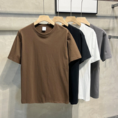 圆领打底衫 美式 新款 纯色半袖 重磅纯棉短袖 t恤男宽松舒适透气夏季