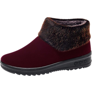 老北京布鞋女冬天加绒保暖防滑加厚老太太女式短靴奶奶老人棉鞋子