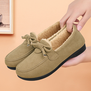 正品 加绒保暖新款 软底老北京布鞋 豆豆鞋 棉鞋 外穿懒人毛毛鞋 女冬季