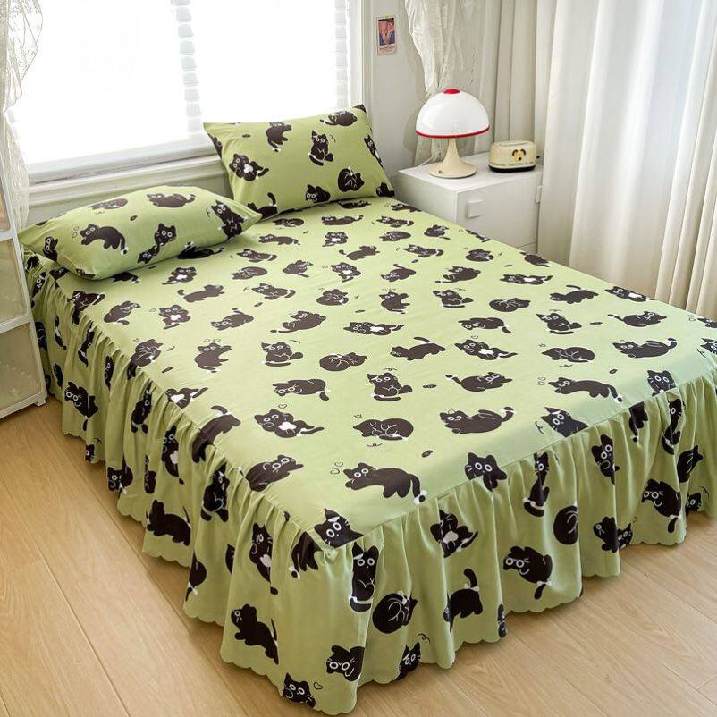 韩版防滑床裙单件床罩三件套床笠床单保护床垫套席梦思防尘荷叶边