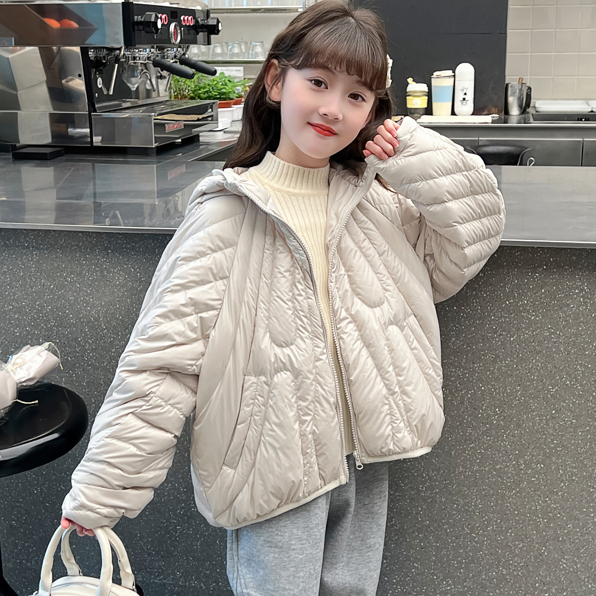 贝田女童加厚冬季保暖棉服外套