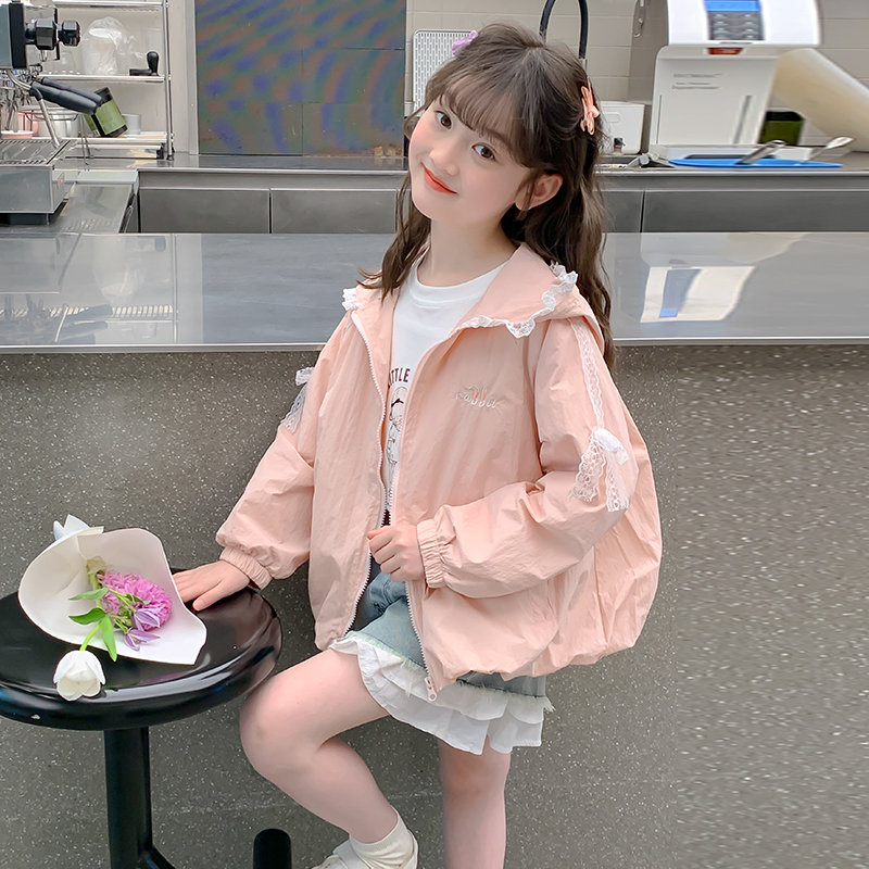 贝田女童夏季冰丝薄款防晒衣外套