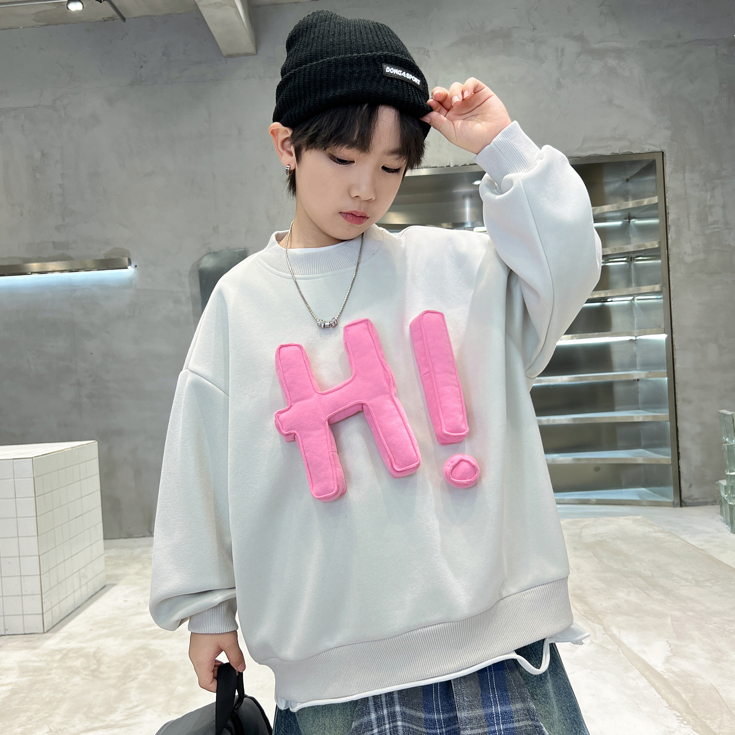 贝田男童春秋酷帅休闲长袖卫衣