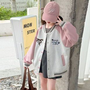 贝田2025新款秋季女童棒球服春秋款儿童长袖外套早秋天小女孩上衣