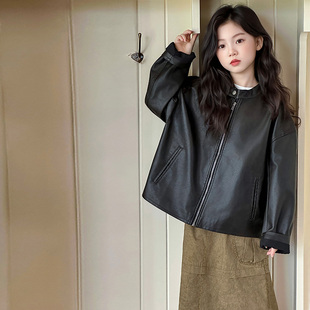 儿童外套洋气早春款 女童皮衣春季 大童春秋机车风上衣 春装 2026新款