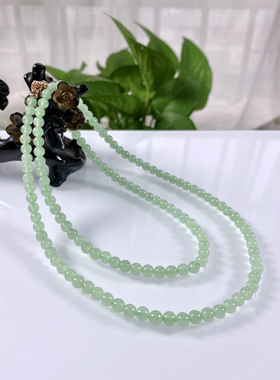 缅甸天然翡翠A货，卡5.2冰种起胶晴水冰晴圆珠项链手链3059