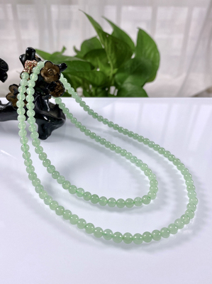 缅甸天然翡翠A货，卡5.2冰种起胶晴水冰晴圆珠项链手链3059