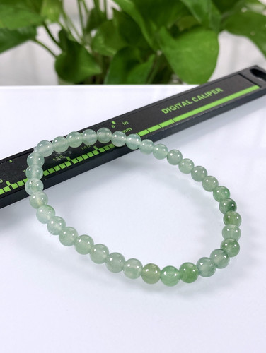 缅甸天然翡翠A货，卡5.3冰种起光起胶飘花小圆珠手串手链800