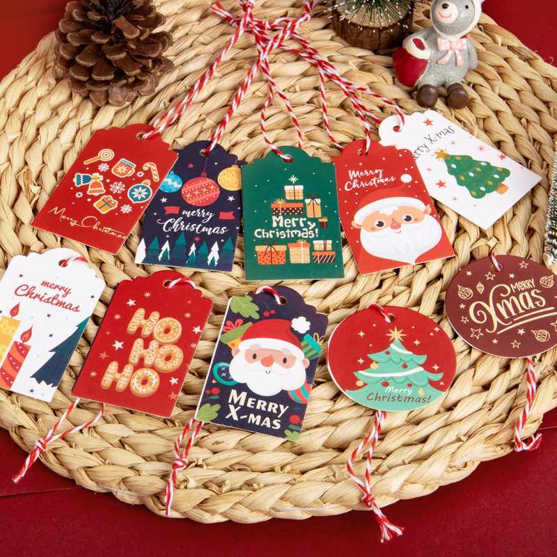 可爱圣诞树异形吊牌迷你装饰卡片摆件卡通圣诞节派对雪人吊卡挂饰氛围布置装扮儿童礼物包装盒贺卡留言许愿卡